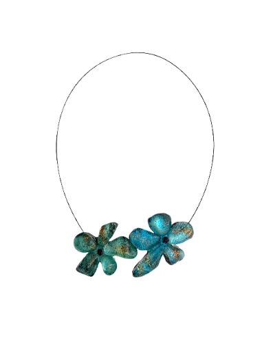 Collier 2 fleurs bleues pour bénéficier 