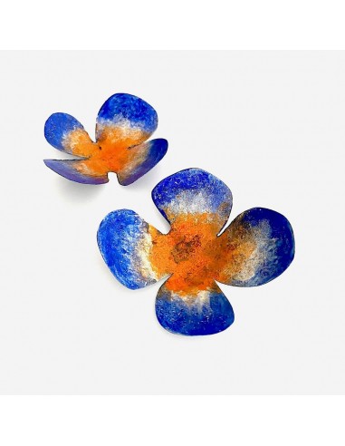 Boucles d'oreilles Fleurs bleu/orange livraison gratuite