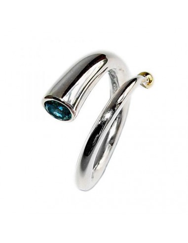 Bague Spirale argent et topaze bleue brillant des détails fins