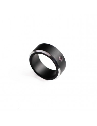 Bague H noire Spinelle rose de technologie