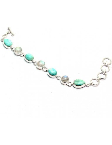 Bracelet Pierre de Lune et Larimar ''Almaqah'' de pas cher