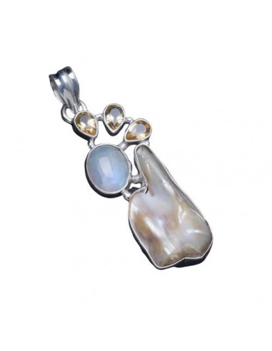 Pendentif Pierre de Lune avec Perle et Citrine''Serena'' de la marque