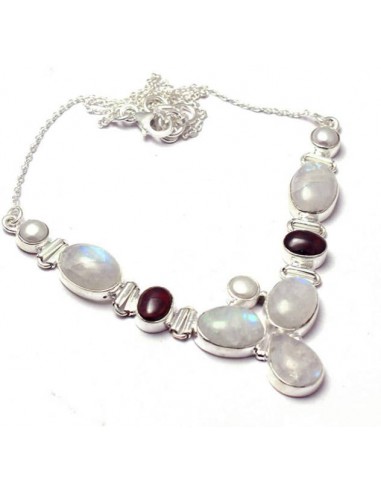 Collier Argent et Pierre de Lune Blanche ''Pureté'' shop