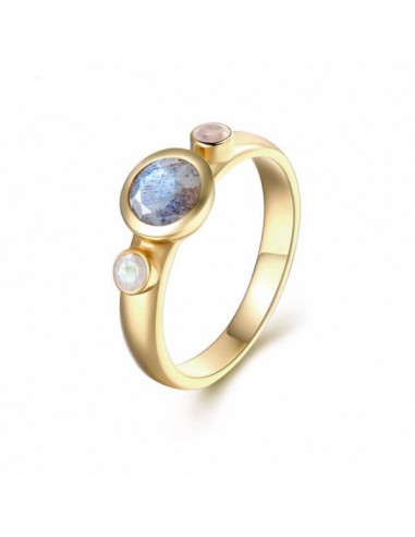 Bague Pierre de Lune Or Jaune "Doux Azur" de pas cher