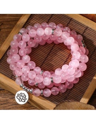 Bracelet Mala Tibétain Quartz Rose Lotus à prix réduit toute l'année