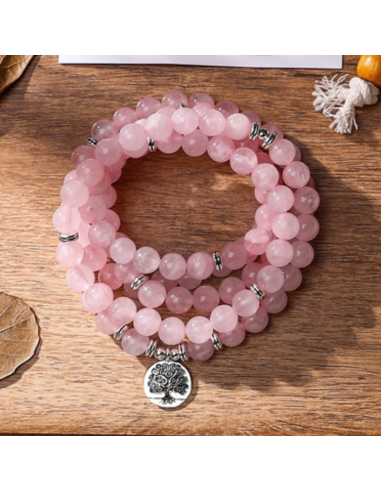 Bracelet Mala Tibétain Quartz Rose Arbre De Vie store