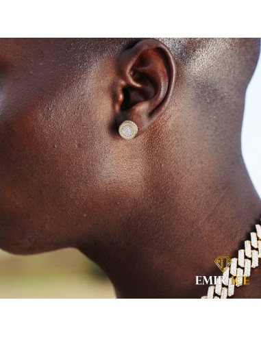 BOUCLE D'OREILLE RONDE DIAMANT OR JAUNE en linge