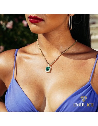 COLLIER EMERAUDE DIAMANT FEMME OR JAUNE destockage