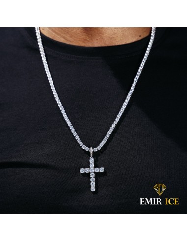 COLLIER PENDENTIF CROIX DIAMANT OR BLANC en ligne des produits 