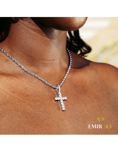 COLLIER CROIX DIAMANT FEMME OR BLANC store